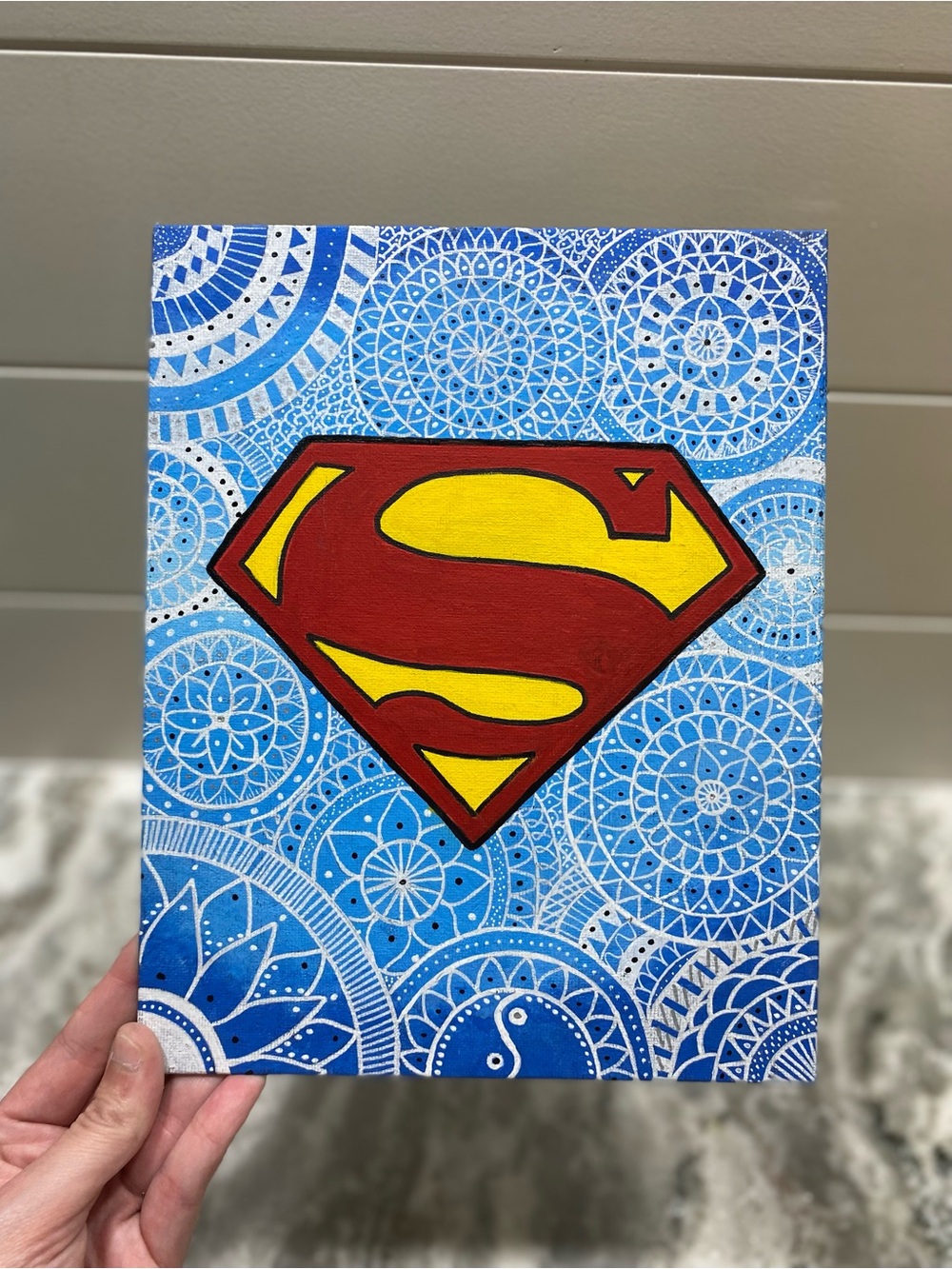 Superhero Logo & Mandala Canvas Board Art - Picture 2 of 4